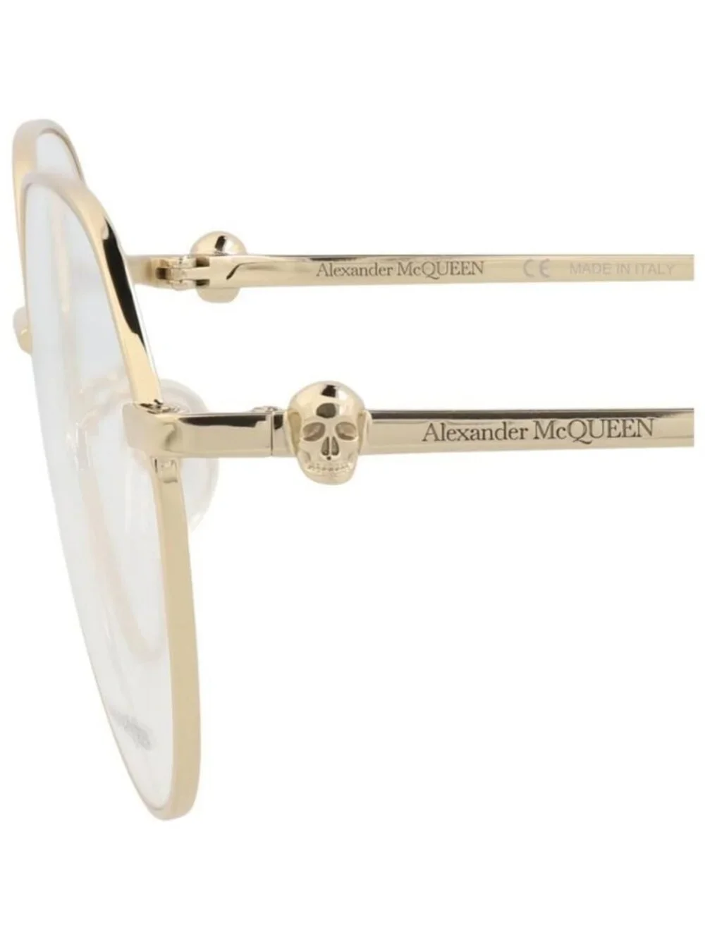 New Alexander McQueen Unisex Round/Oval Gold Gold Transparent Fashion Designer E
